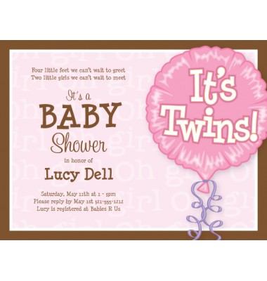 Twin Baby Shower Invitations, Its Twins, Girl, Paper So Pretty